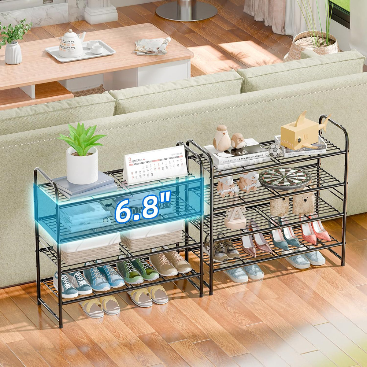 4-Tier 20 Pair Shoe Rack, Metal Stackable Shoe Storage for Closet